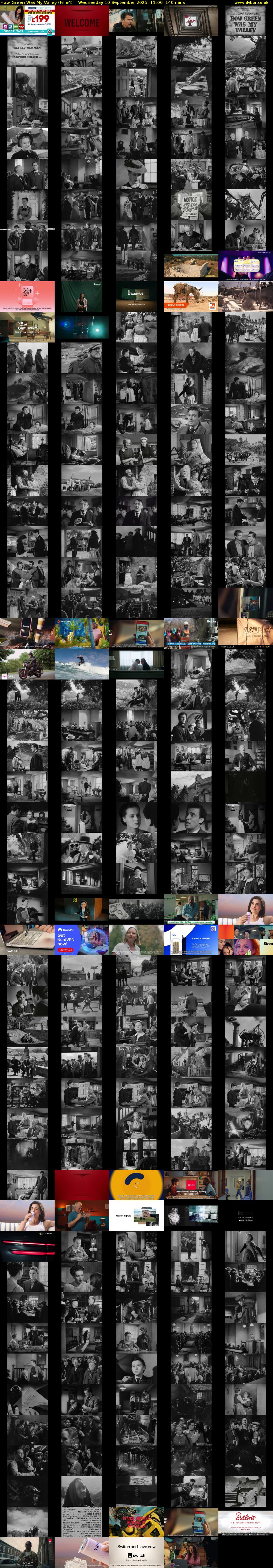 How Green Was My Valley (Film4) Wednesday 10 September 2025 11:00 - 13:20