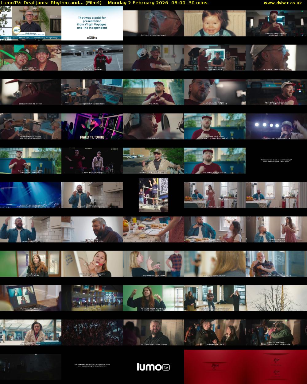 LumoTV: Deaf Jams: Rhythm and... (Film4) Monday 2 February 2026 08:00 - 08:30