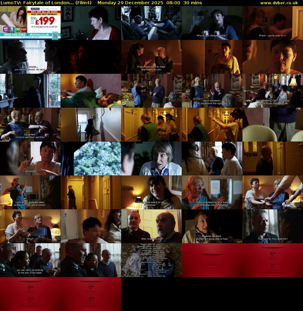 LumoTV: Fairytale of London... (Film4) Monday 29 December 2025 08:00 - 08:30
