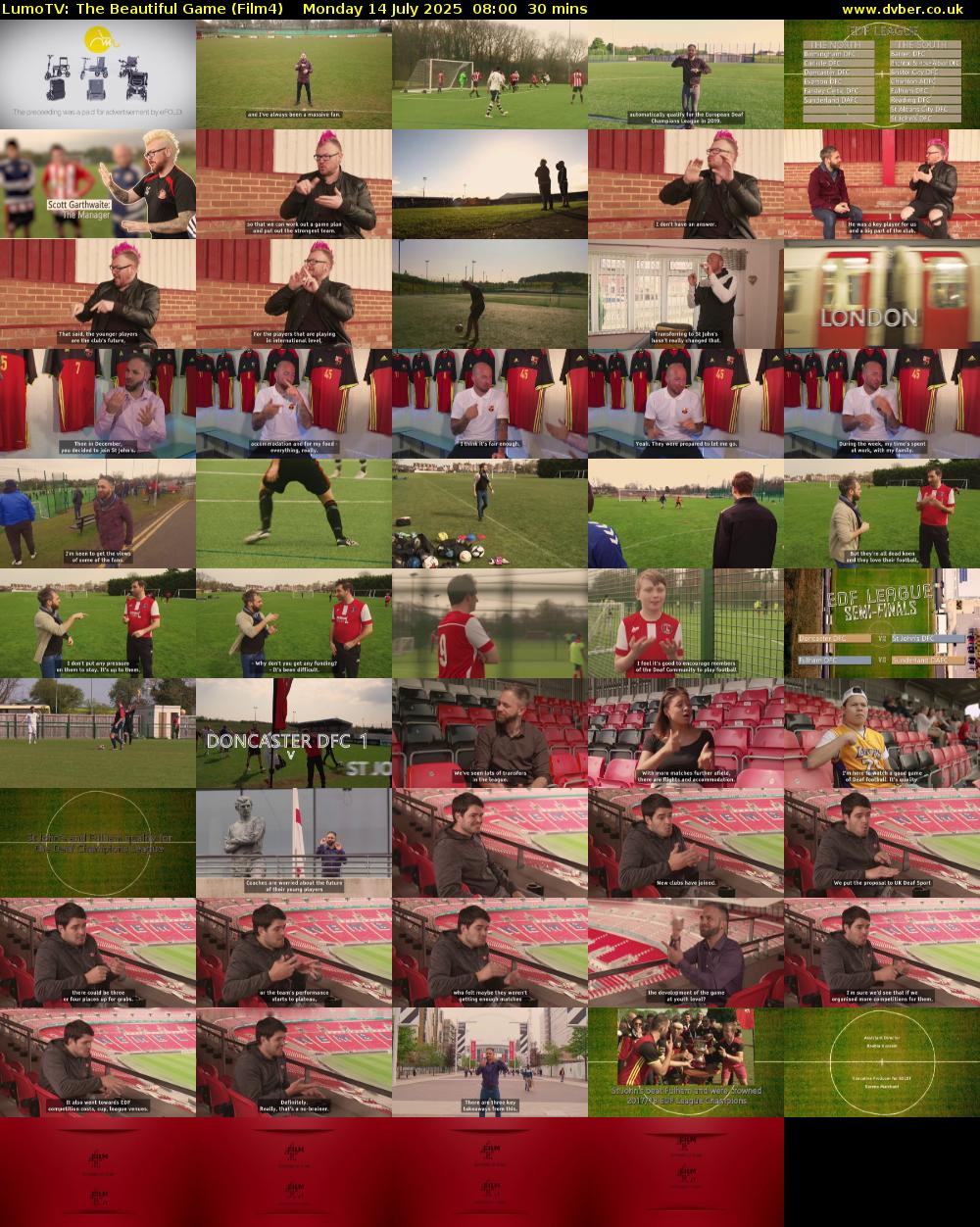 LumoTV: The Beautiful Game (Film4) Monday 14 July 2025 08:00 - 08:30