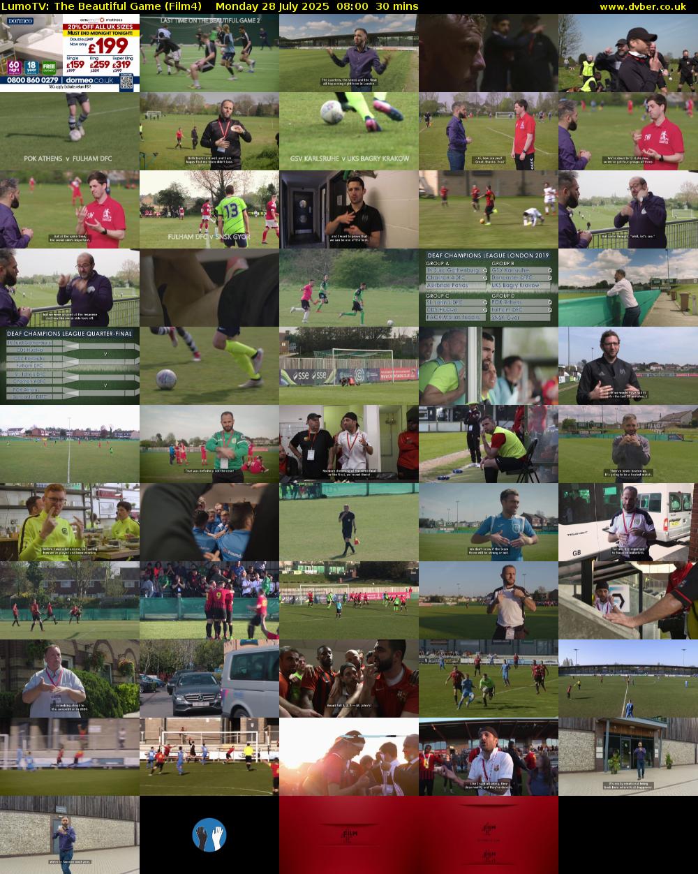 LumoTV: The Beautiful Game (Film4) Monday 28 July 2025 08:00 - 08:30