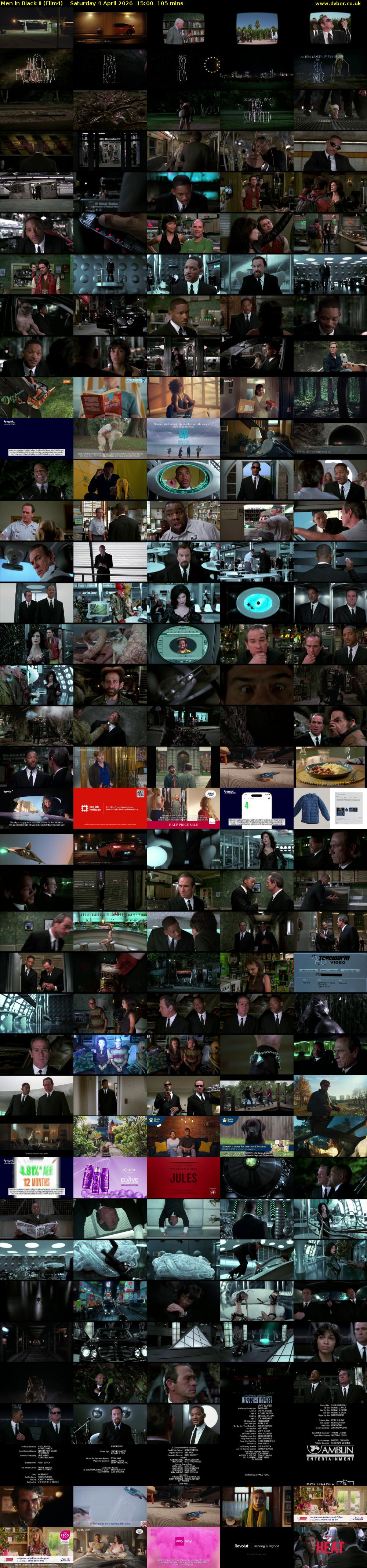 Men in Black II (Film4) Saturday 4 April 2026 15:00 - 16:45
