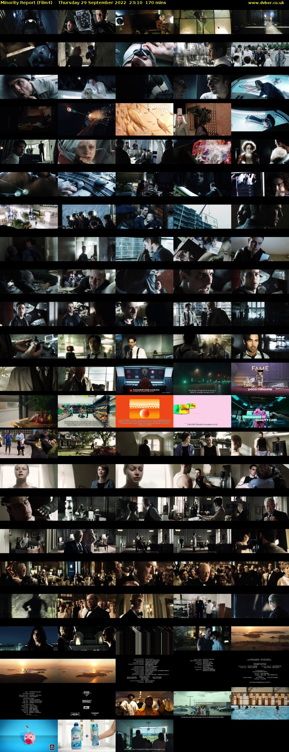 Minority Report (Film4) Thursday 29 September 2022 23:10 - 02:00