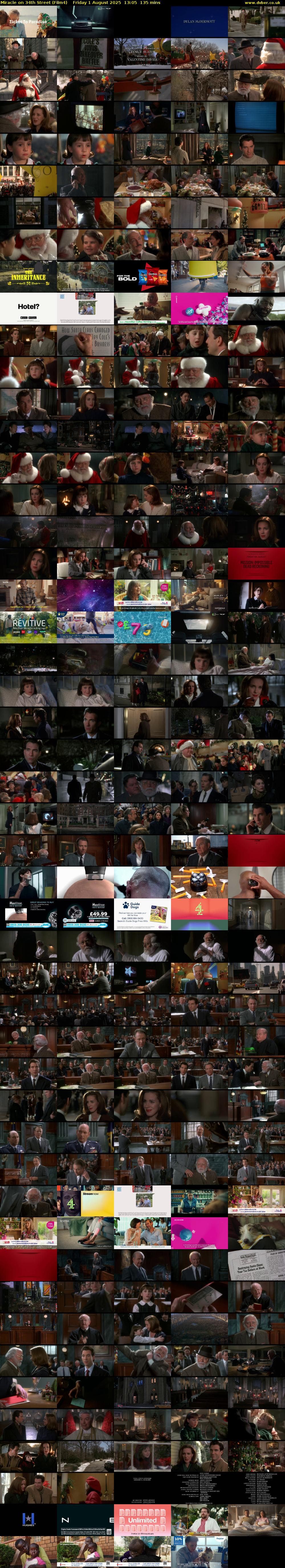 Miracle on 34th Street (Film4) Friday 1 August 2025 13:05 - 15:20