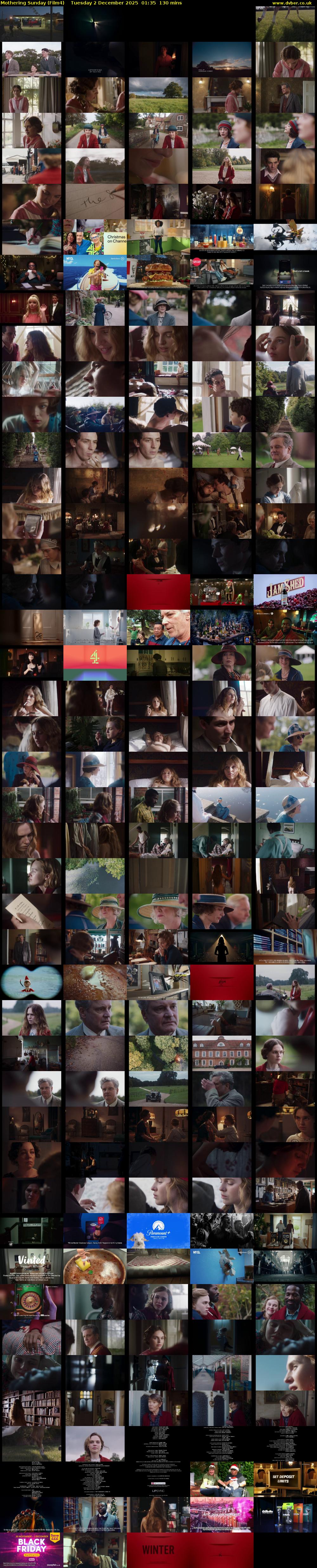 Mothering Sunday (Film4) Tuesday 2 December 2025 01:35 - 03:45