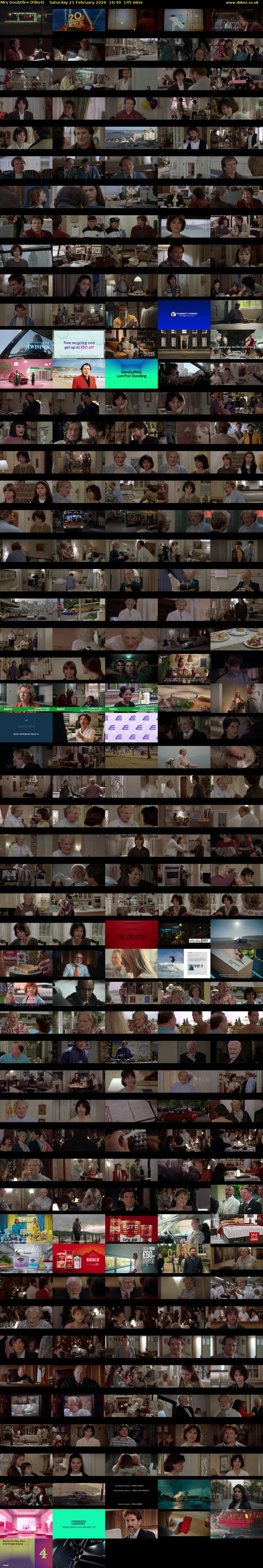 Mrs Doubtfire (Film4) Saturday 21 February 2026 16:40 - 19:05