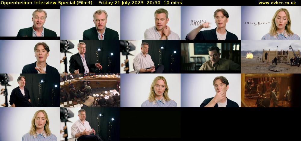 Oppenheimer Interview Special (Film4) Friday 21 July 2023 20:50 - 21:00