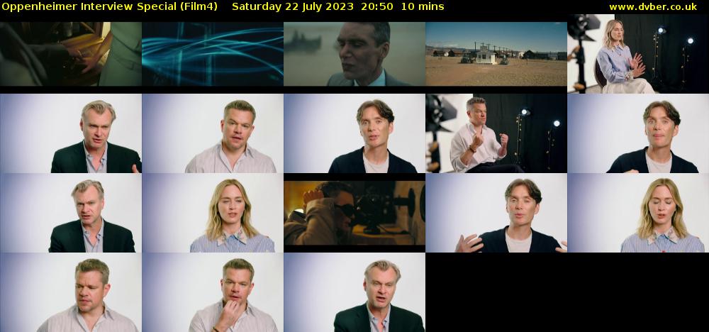 Oppenheimer Interview Special (Film4) Saturday 22 July 2023 20:50 - 21:00