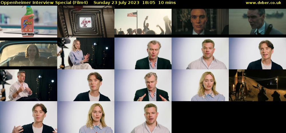 Oppenheimer Interview Special (Film4) Sunday 23 July 2023 18:05 - 18:15