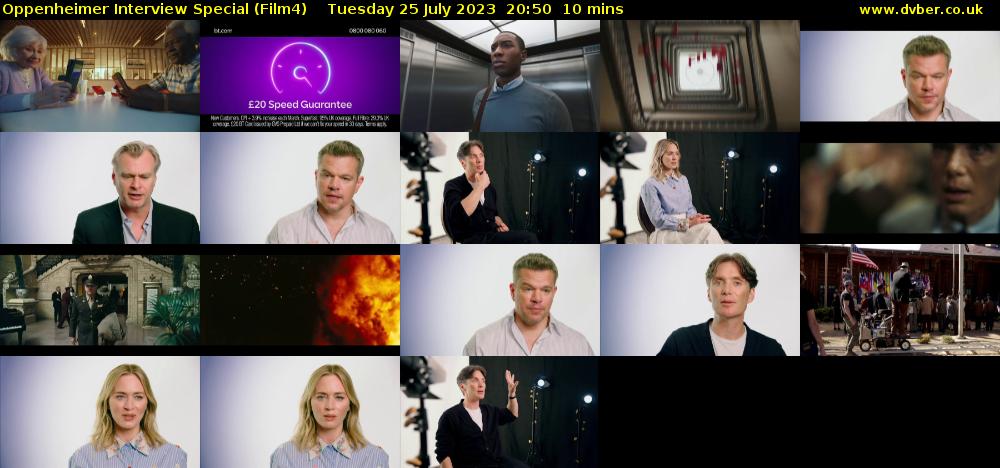 Oppenheimer Interview Special (Film4) Tuesday 25 July 2023 20:50 - 21:00