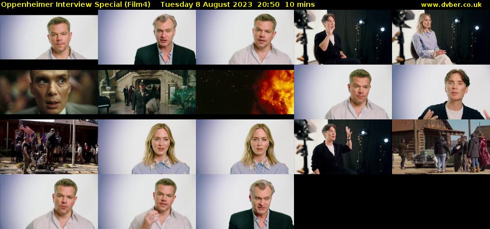 Oppenheimer Interview Special (Film4) Tuesday 8 August 2023 20:50 - 21:00