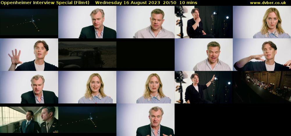 Oppenheimer Interview Special (Film4) Wednesday 16 August 2023 20:50 - 21:00