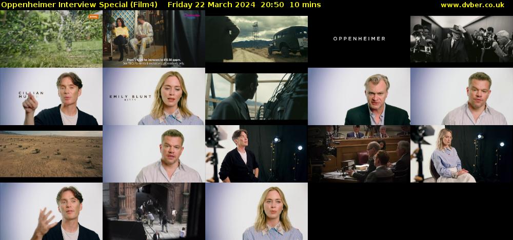 Oppenheimer Interview Special (Film4) Friday 22 March 2024 20:50 - 21:00
