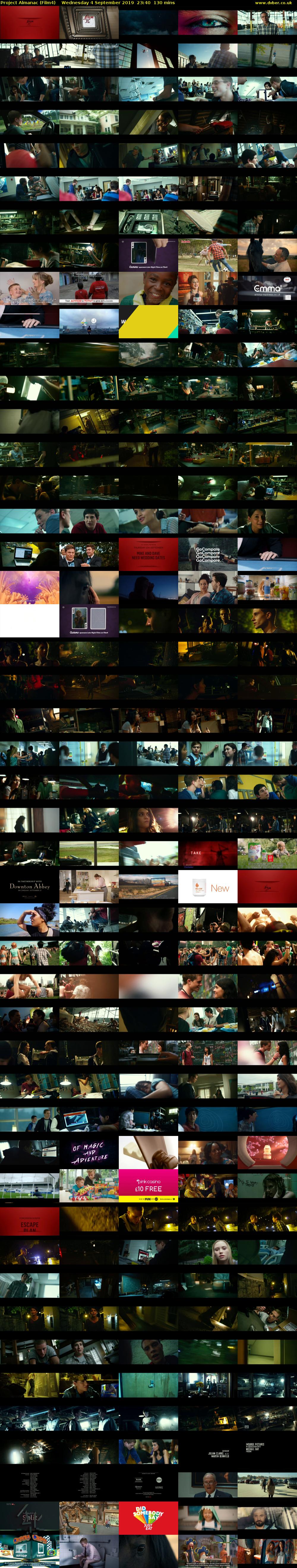 Project Almanac (Film4) Wednesday 4 September 2019 23:40 - 01:50