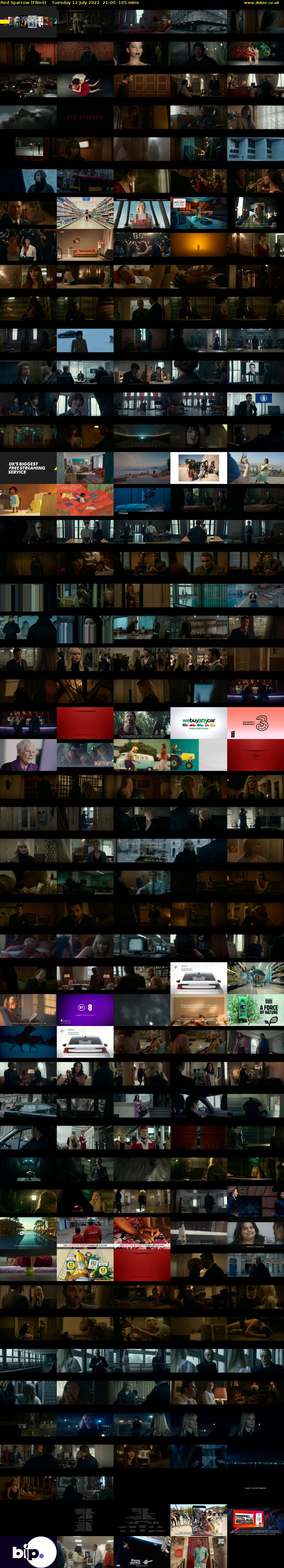 Red Sparrow (Film4) Tuesday 12 July 2022 21:00 - 23:45