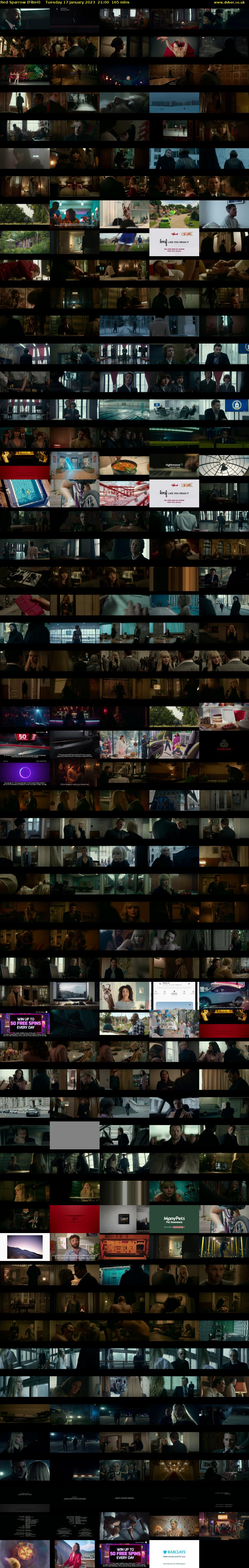 Red Sparrow (Film4) Tuesday 17 January 2023 21:00 - 23:45