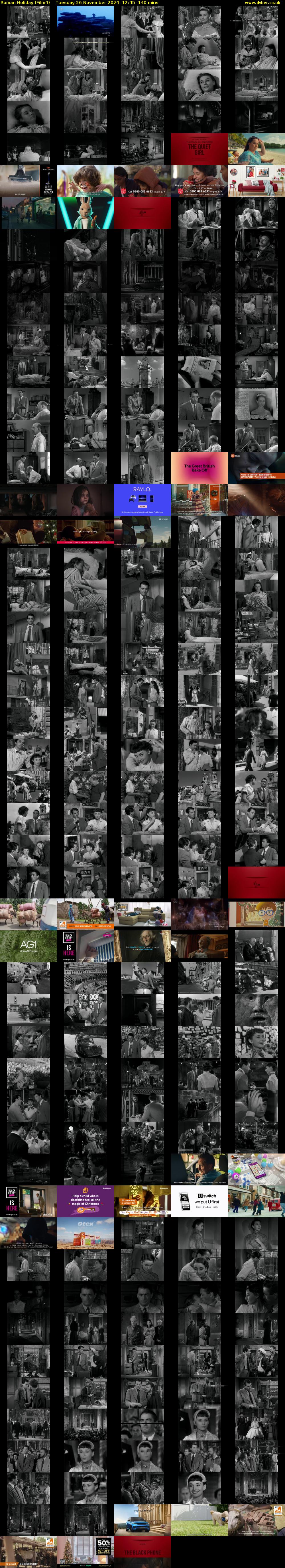 Roman Holiday (Film4) Tuesday 26 November 2024 12:45 - 15:05