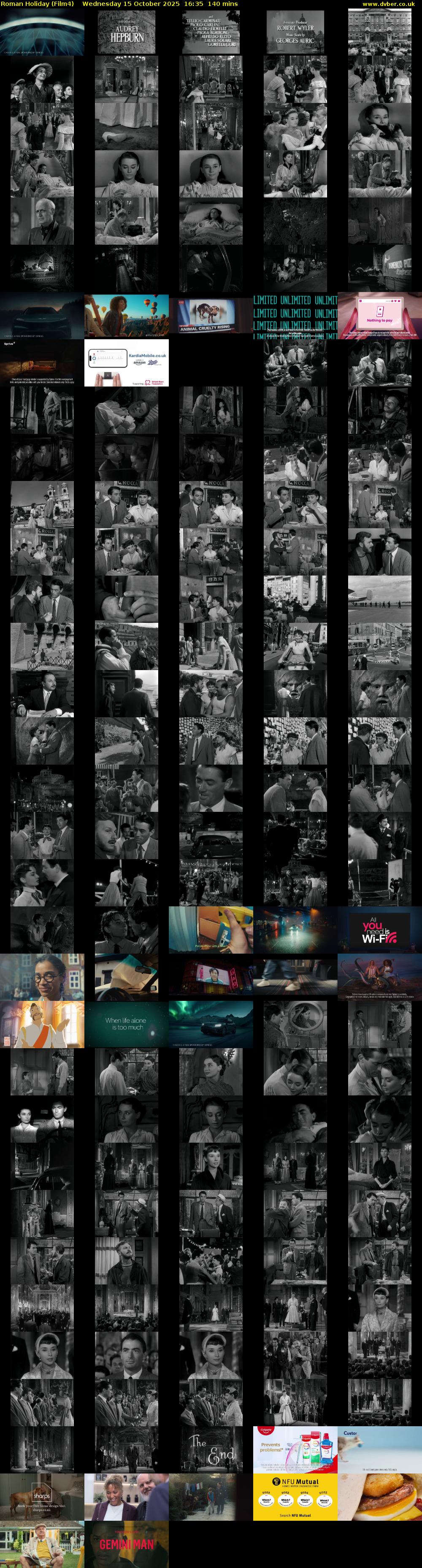 Roman Holiday (Film4) Wednesday 15 October 2025 16:35 - 18:55