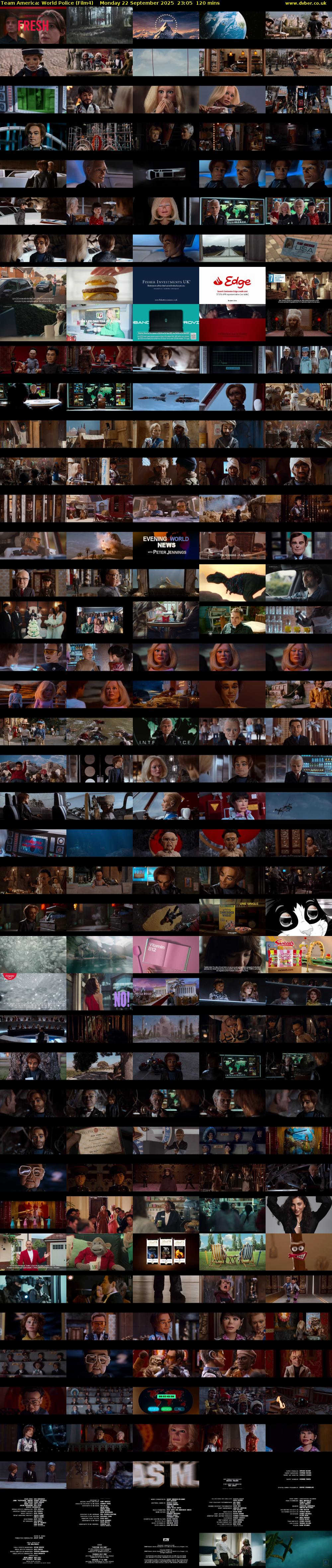 Team America: World Police (Film4) Monday 22 September 2025 23:05 - 01:05