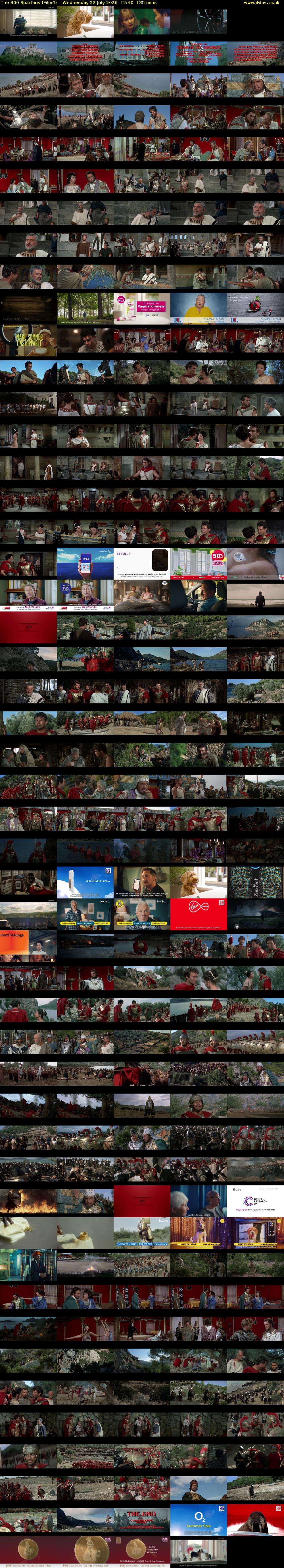 The 300 Spartans (Film4) Wednesday 22 July 2026 12:40 - 14:55