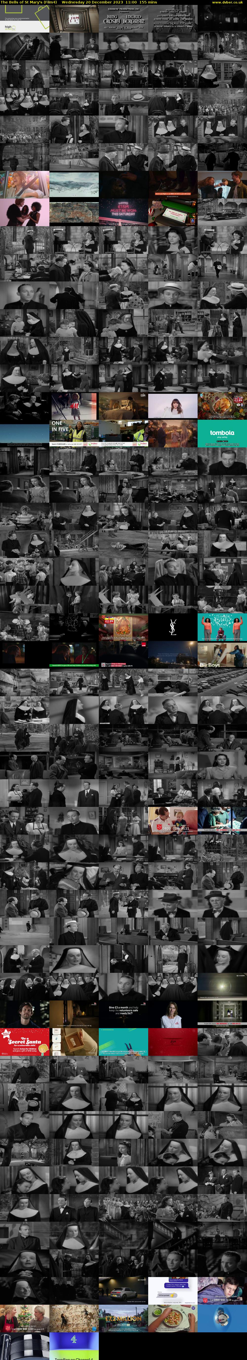 The Bells of St Mary's (Film4) Wednesday 20 December 2023 11:00 - 13:35