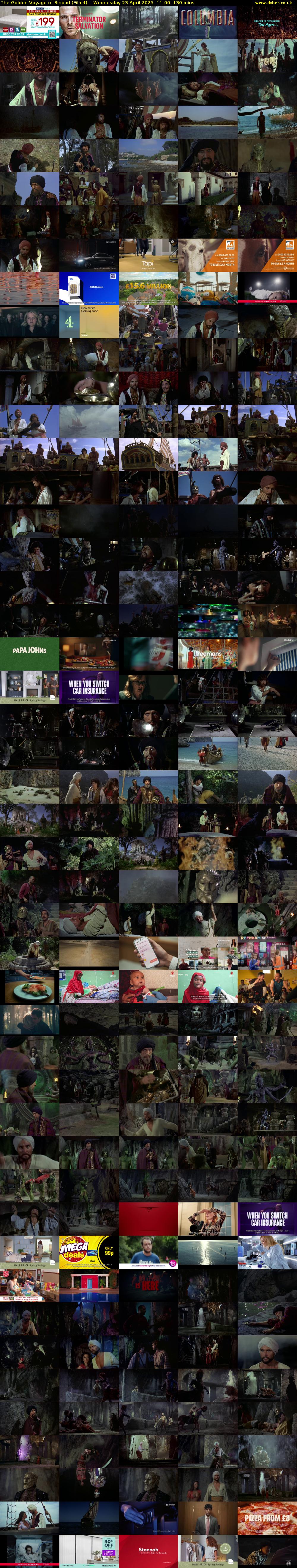 The Golden Voyage of Sinbad (Film4) Wednesday 23 April 2025 11:00 - 13:10