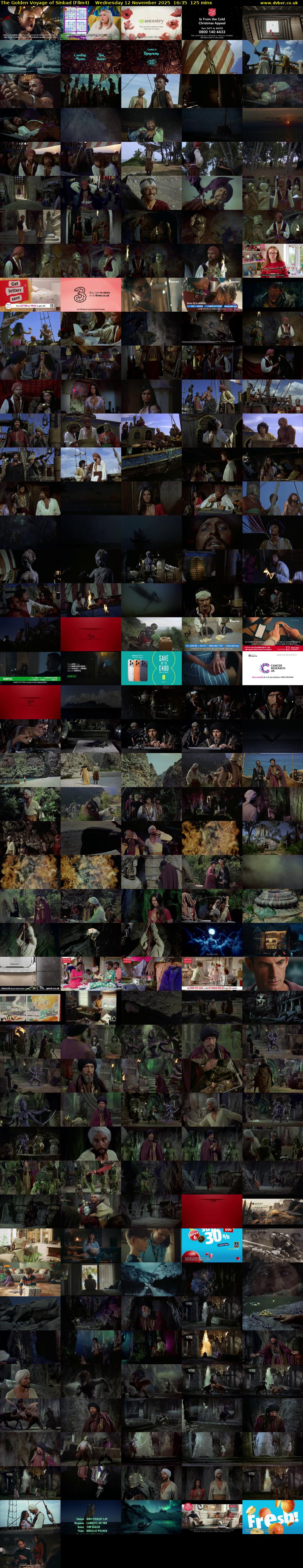 The Golden Voyage of Sinbad (Film4) Wednesday 12 November 2025 16:35 - 18:40
