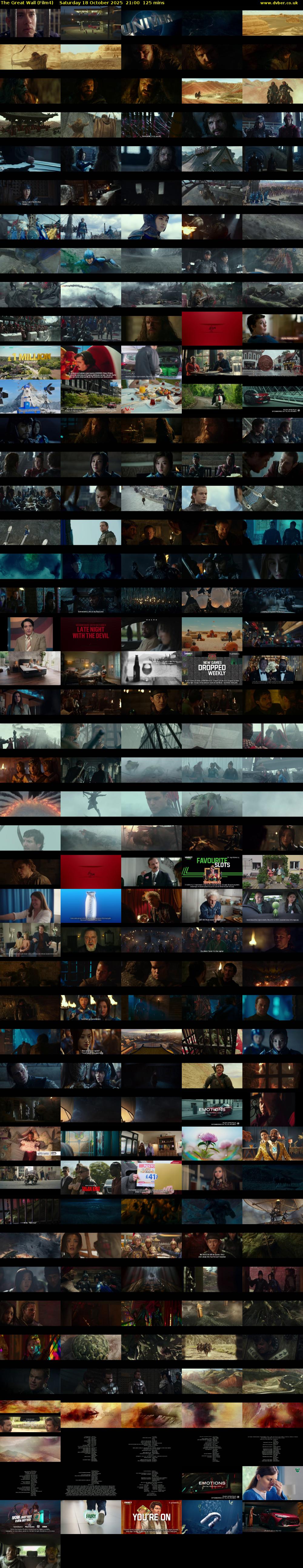 The Great Wall (Film4) Saturday 18 October 2025 21:00 - 23:05