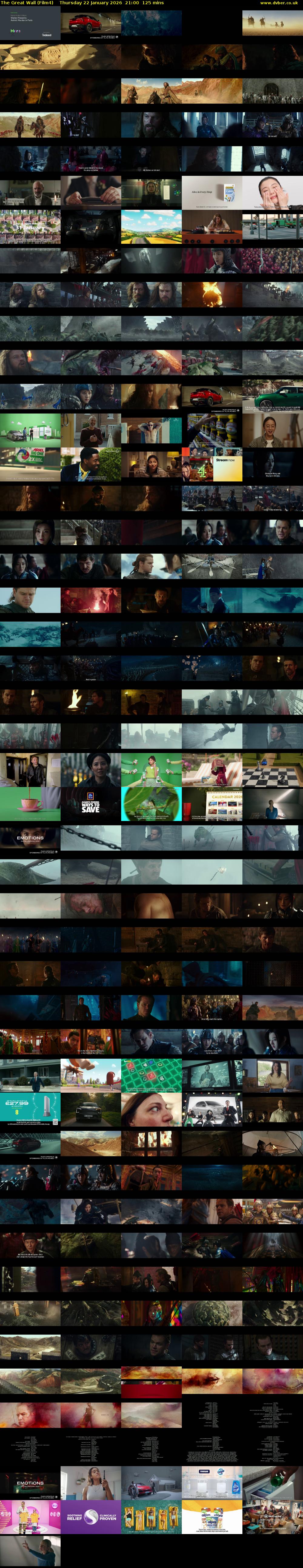 The Great Wall (Film4) Thursday 22 January 2026 21:00 - 23:05