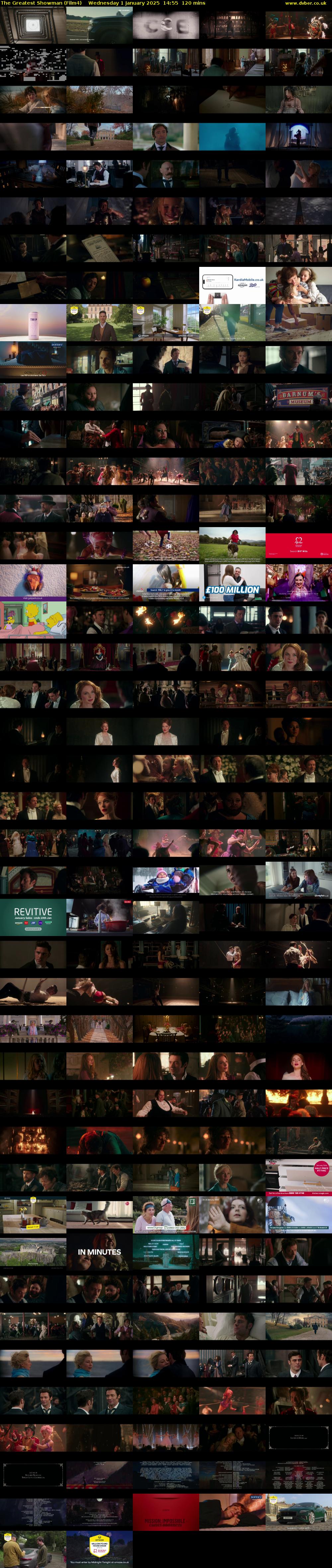 The Greatest Showman (Film4) Wednesday 1 January 2025 14:55 - 16:55