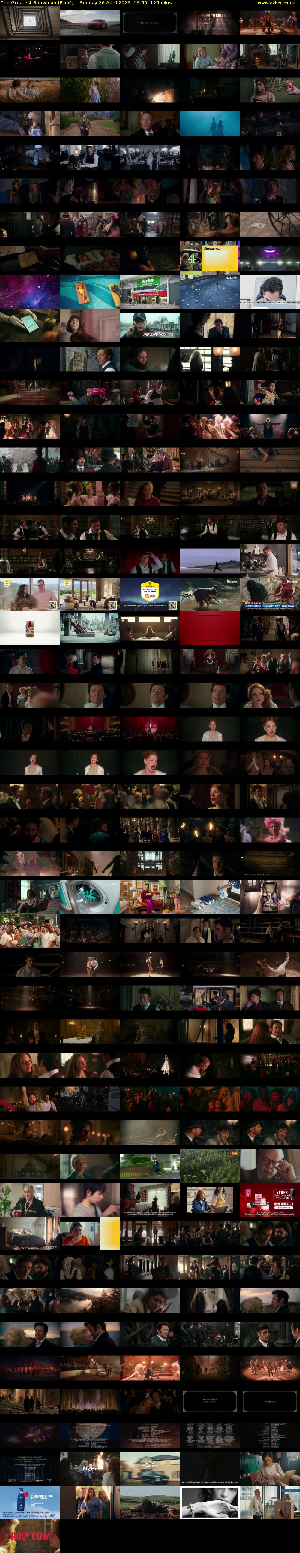 The Greatest Showman (Film4) Sunday 26 April 2026 16:50 - 18:55