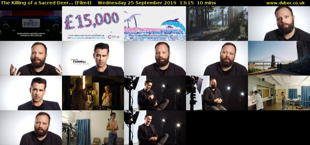 The Killing of a Sacred Deer... (Film4) Wednesday 25 September 2019 13:15 - 13:25