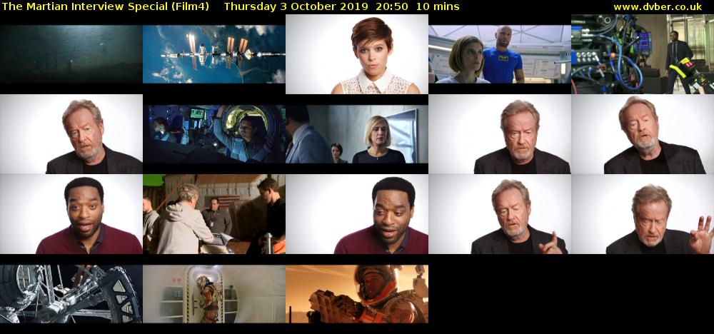 The Martian Interview Special (Film4) Thursday 3 October 2019 20:50 - 21:00