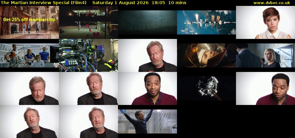 The Martian Interview Special (Film4) Saturday 1 August 2026 18:05 - 18:15