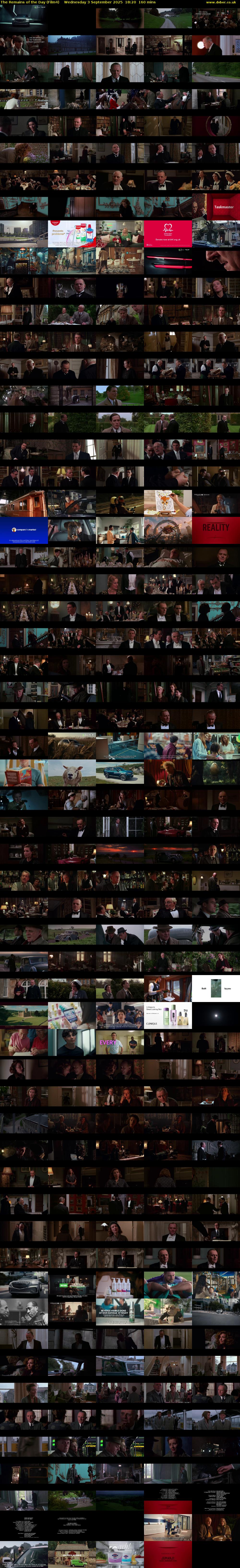 The Remains of the Day (Film4) Wednesday 3 September 2025 18:20 - 21:00