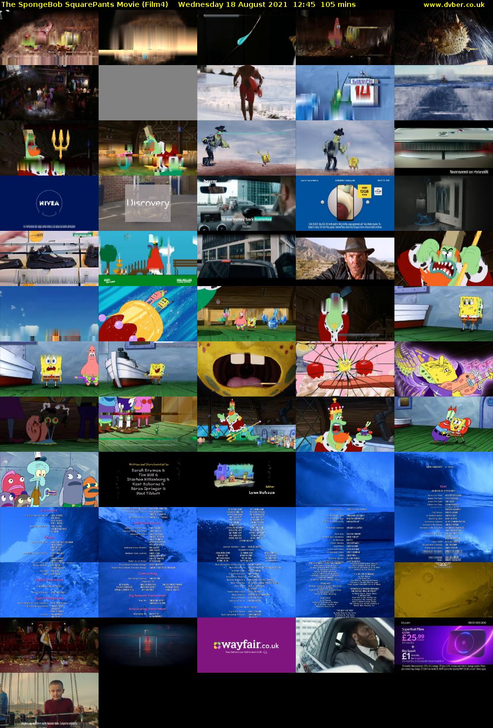 The SpongeBob SquarePants Movie (Film4) Wednesday 18 August 2021 12:45 - 14:30
