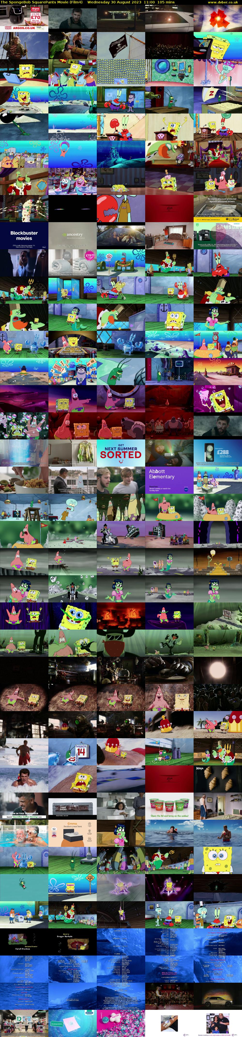 The SpongeBob SquarePants Movie (Film4) Wednesday 30 August 2023 11:00 - 12:45
