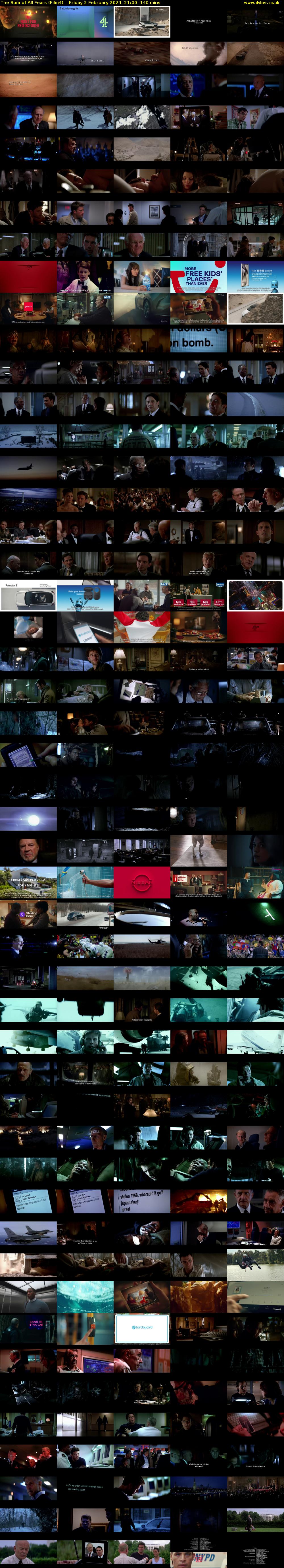 The Sum of All Fears (Film4) Friday 2 February 2024 21:00 - 23:20