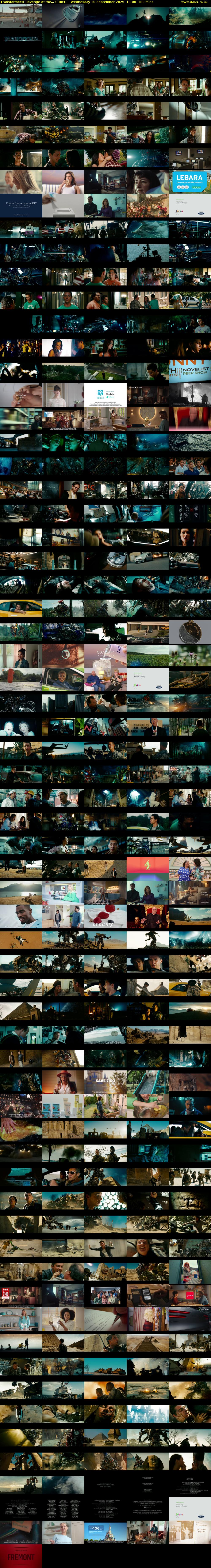 Transformers: Revenge of the... (Film4) Wednesday 10 September 2025 18:00 - 21:00