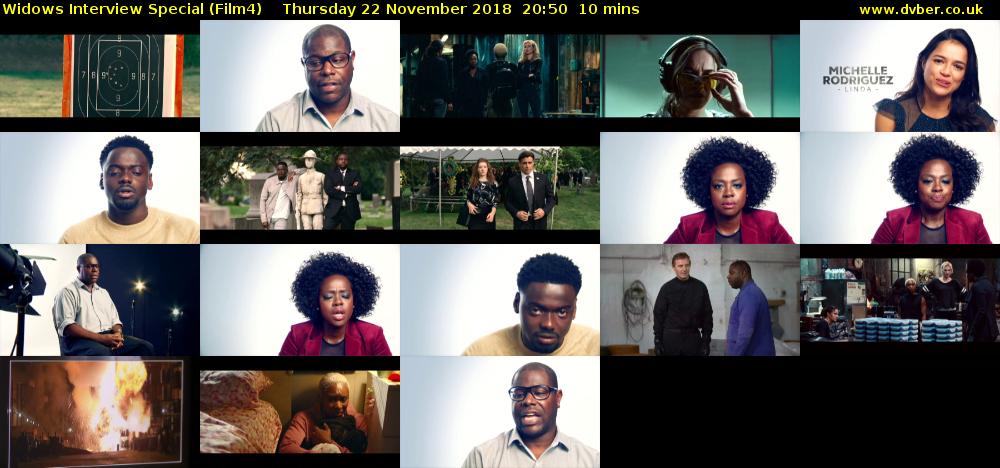 Widows Interview Special (Film4) Thursday 22 November 2018 20:50 - 21:00