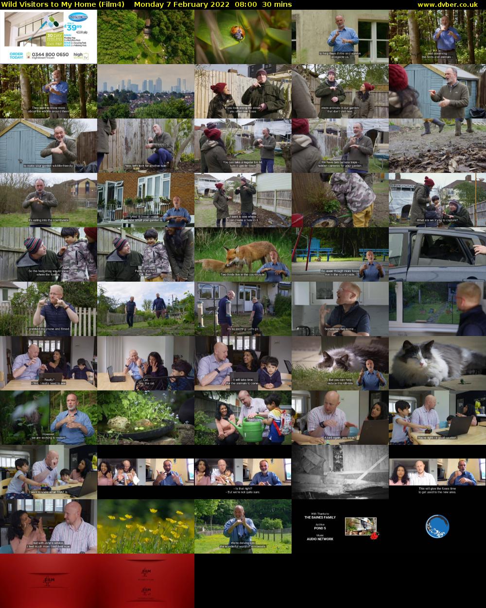 Wild Visitors to My Home (Film4) Monday 7 February 2022 08:00 - 08:30