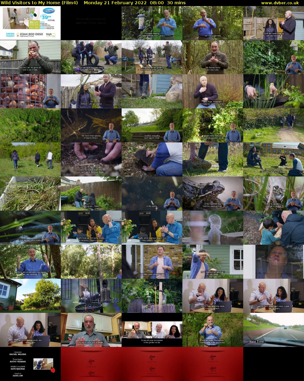 Wild Visitors to My Home (Film4) Monday 21 February 2022 08:00 - 08:30