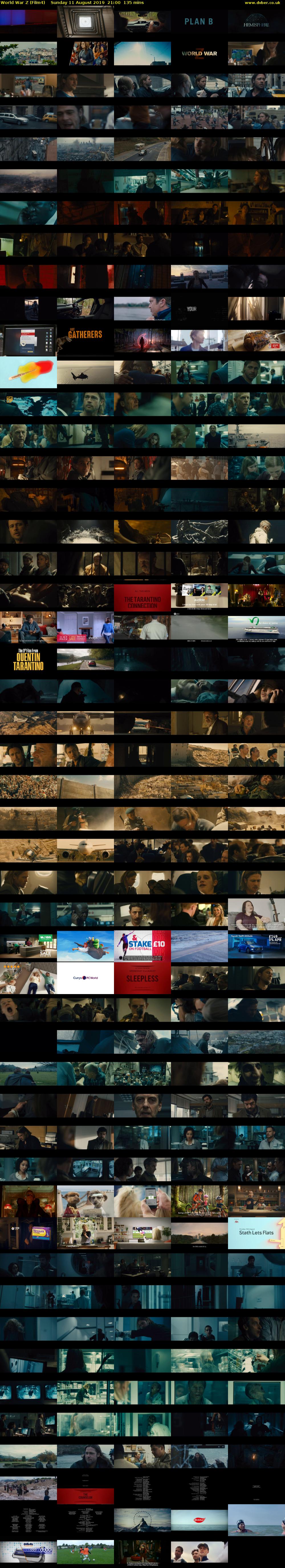 World War Z (Film4) Sunday 11 August 2019 21:00 - 23:15