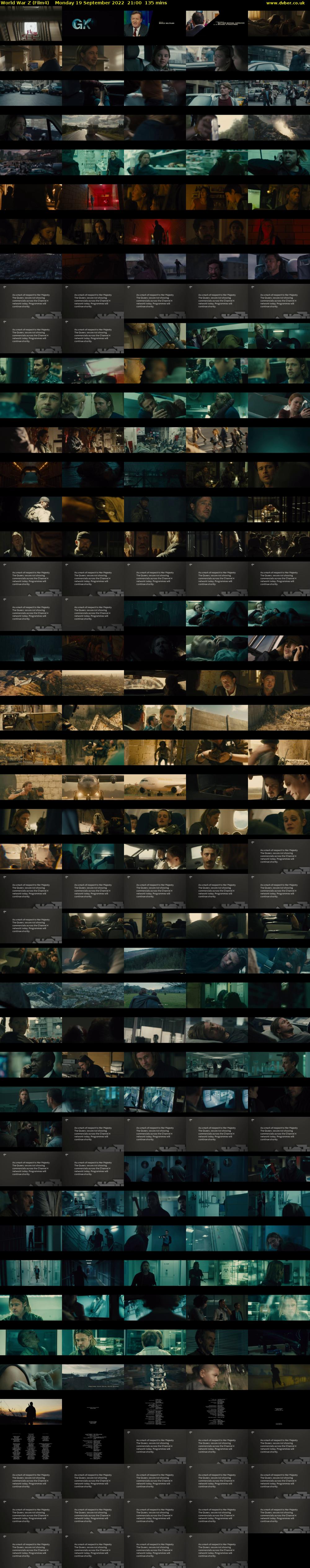 World War Z (Film4) Monday 19 September 2022 21:00 - 23:15