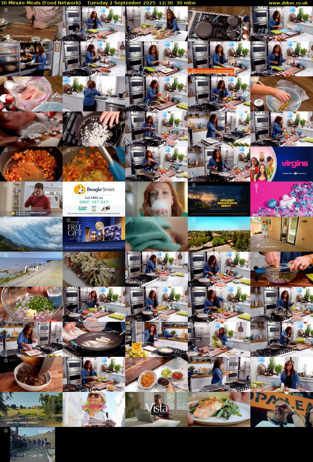 30 Minute Meals (Food Network) Tuesday 2 September 2025 12:30 - 13:00