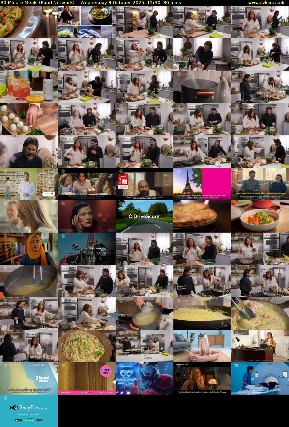 30 Minute Meals (Food Network) Wednesday 8 October 2025 12:30 - 13:00