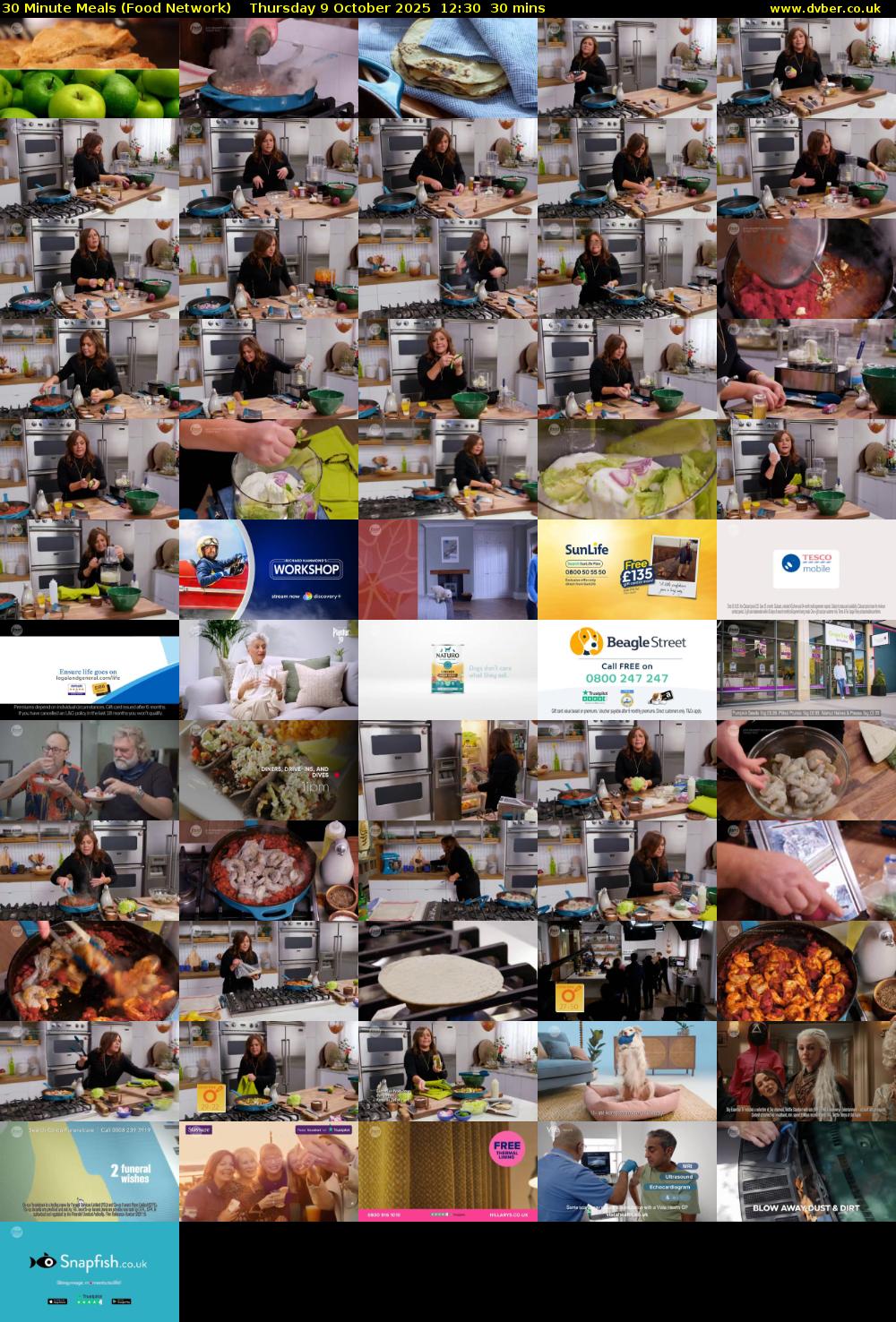 30 Minute Meals (Food Network) Thursday 9 October 2025 12:30 - 13:00