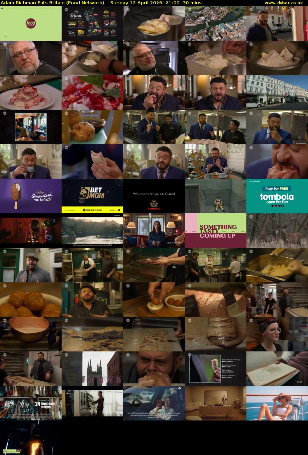 Adam Richman Eats Britain (Food Network) Sunday 12 April 2026 21:00 - 21:30