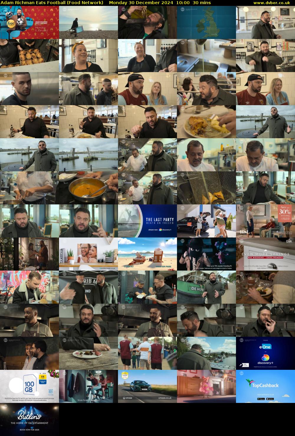 Adam Richman Eats Football (Food Network) Monday 30 December 2024 10:00 - 10:30
