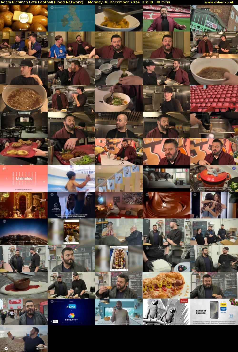 Adam Richman Eats Football (Food Network) Monday 30 December 2024 10:30 - 11:00